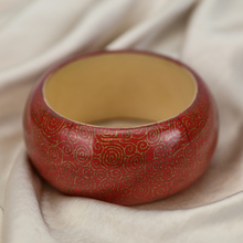 Red Golden Spirals Chinese Style Print Bangle