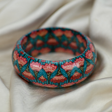 Pink and Blue Floral Decoupage Print Bangle