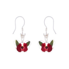 Red Mexican Flowers Butterfly Small Hook Earrings