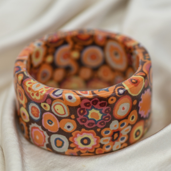 Earthy Orange Retro Print Bangle