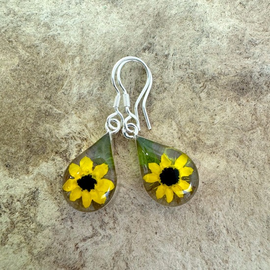 Yellow Mexican Sunflowers Drop Small Hook Earrings