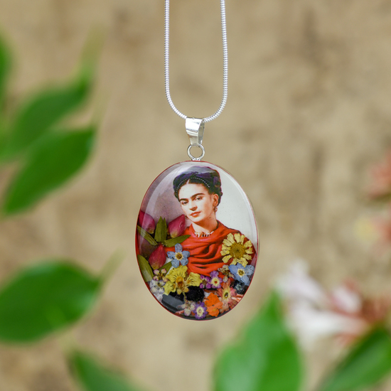 Frida Kahlo Mexican Flowers Large Orange Scarf Necklace ...